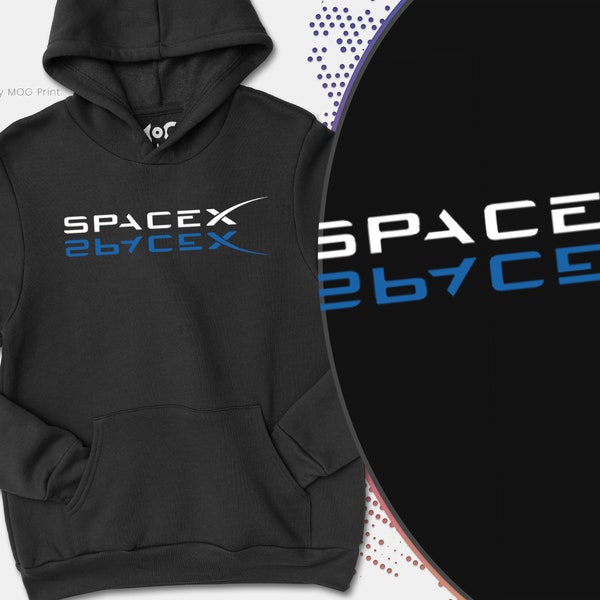 Spacex Logo Hoodie, Outer Space Exploration Graphic Hooded Jumper, Occupy Mars Unisex Clothing, Cotton Hoody, Astronomy Gifts for Men Women