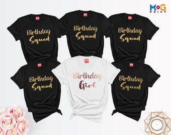 T-shirts d&#39;anniversaire personnalisés | Cadeau de fête d&#39;anniversaire de groupe PERSONNALISÉ | Hauts de groupe personnalisés | T-shirts assortis Birthday Squad unisexes adultes