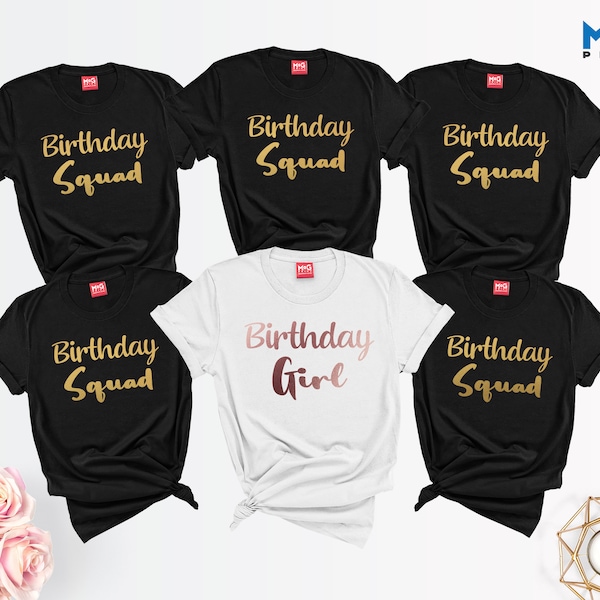 Custom Birthday T-shirts | PERSONALISED Group Birthday Party Gift | Personalized Group Tops | Birthday Squad Matching T-Shirts Unisex Adults