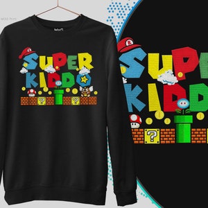 Super Kiddo Sweat Top Funny Father Son Daughter Xmas Gaming Kid Jumper Boy/Girl Geek Retro Gaming Kiddo Family Kids Birthday Gift Sweatshirt