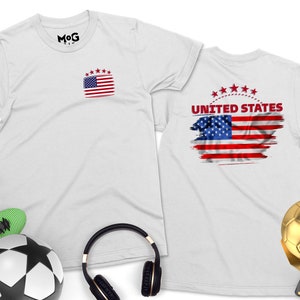 Patriotic United State Flag T-shirt USA Soccer Football Country Flag Gift Souvenir Summer Apparel Round Neck Comfortable for Men Women Kids