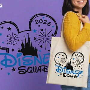Borsa tote Disneyland Squad, borse da viaggio Disneyworld Topolino e Minnie, vacanze di gruppo in famiglia 2026, borse per viaggi di vacanza Disneyland Paris
