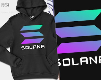 Solana Logo Hoodie | SOL Cryptocurrency Gift | Crypto Trader Investor | Defi Trading Investing Pullover Jumper | Dad Crypto Gift for him