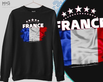 Frankrijk voetbalvlag sweatshirt, Franse supporter sporttrui, unisex voetbalfan trui, bedrukt sweatshirt cadeau voor mannen vrouwen jongens
