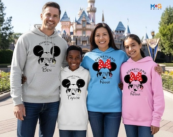 Disneyland Personalised Hoodie Mickey/Minnie Funhouse 2026 Mouse Ears Custom Matching Kids Florida Hooded Sweater America/Paris Gift Jumper