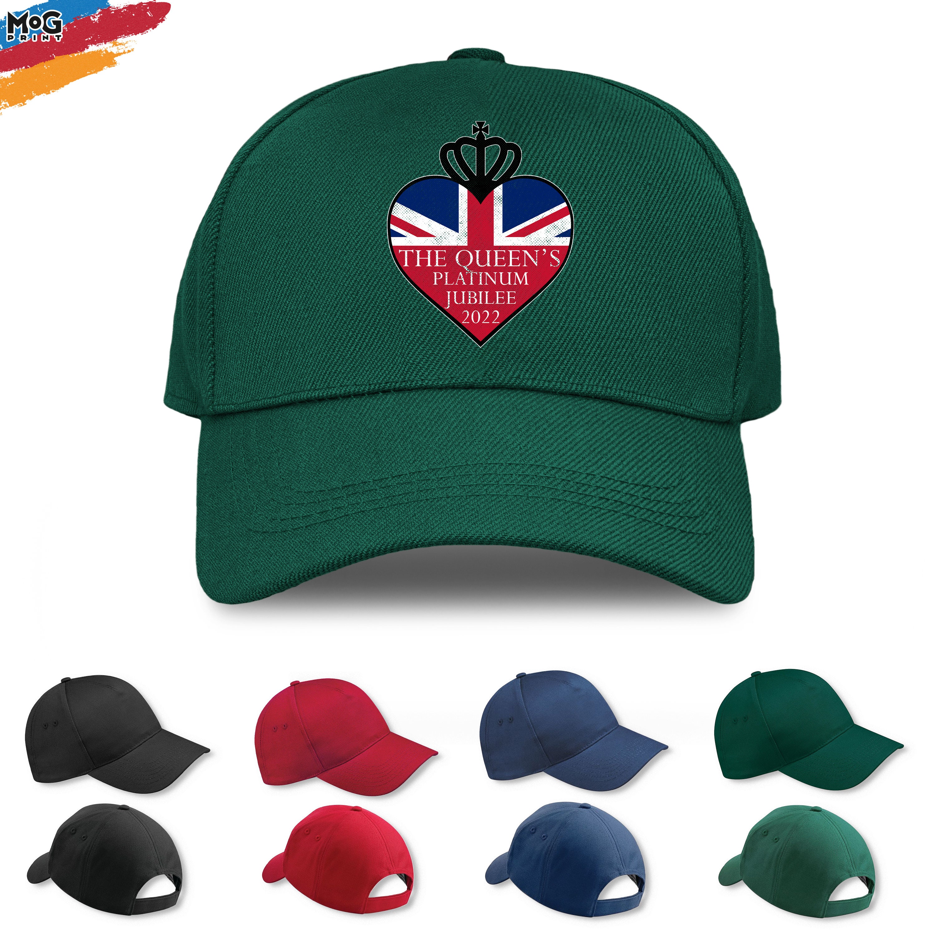 Discover Heart Crown Union Jack Flag Baseball Cap | The Queen's Platinum Jubilee 2022 | 70th Queen Elizabeth II Jubilee Gifts HAT for Men Women Kids