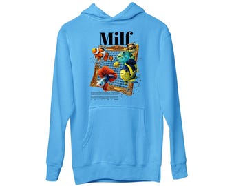 Man I Love Fish Hoodie, Funny Offensive Meme Hoody, Retro Vintage Unisex Style Hoodie, Bold Inappropriate Humour Gift Idea for Him & Her