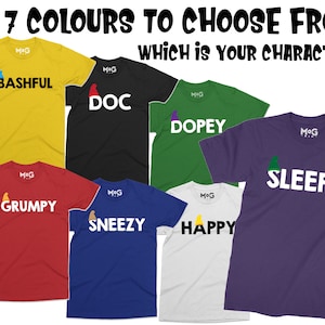 World Book Day, Seven Dwarfs Costume, Fancy Dress Family Group Kids Shirts, Children&#39;s T-shirt 7 Cartoon Costumes World Book Day Outfit 2025