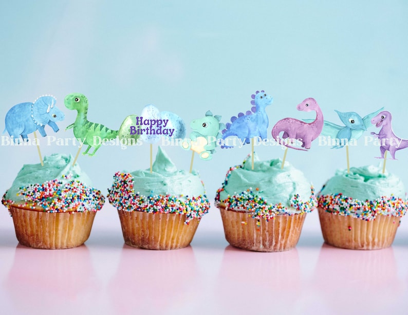 Printable Happy Birthday Dinosaurs Cake Topper Set, Dinosaurs ...