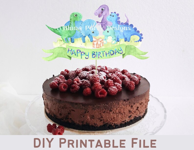 Printable Happy Birthday Dinosaurs Cake Topper Set, Dinosaurs ...