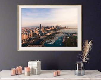 Chicago Skyline from over Northerly Island - Color Print, Wall Art, Chicago Skyline, Printable Poster, Digital Download, Digital File