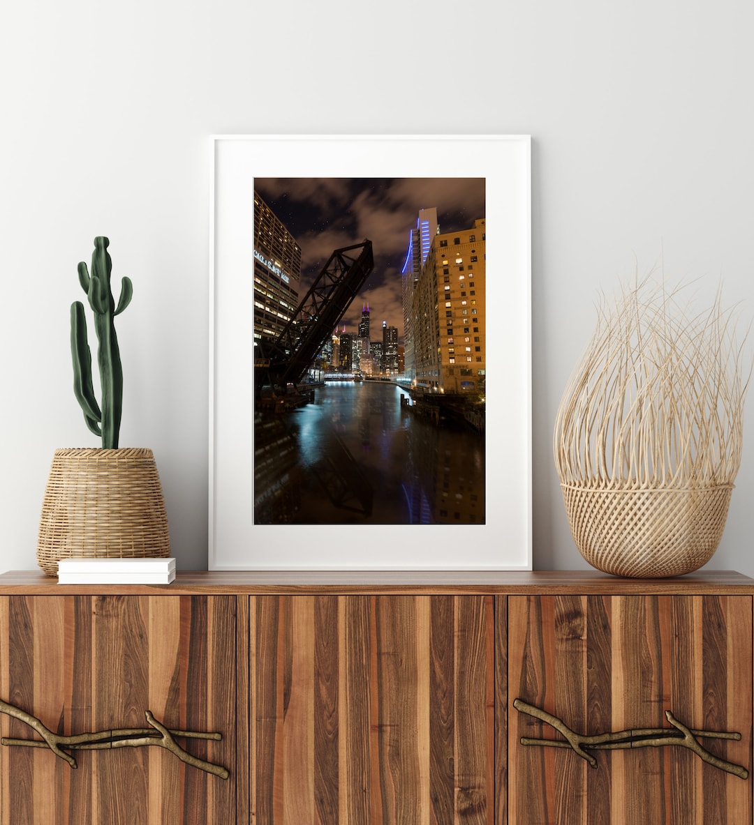 Kinzie Street Bridge at Night Wall Art, Printable Poster, Digital
