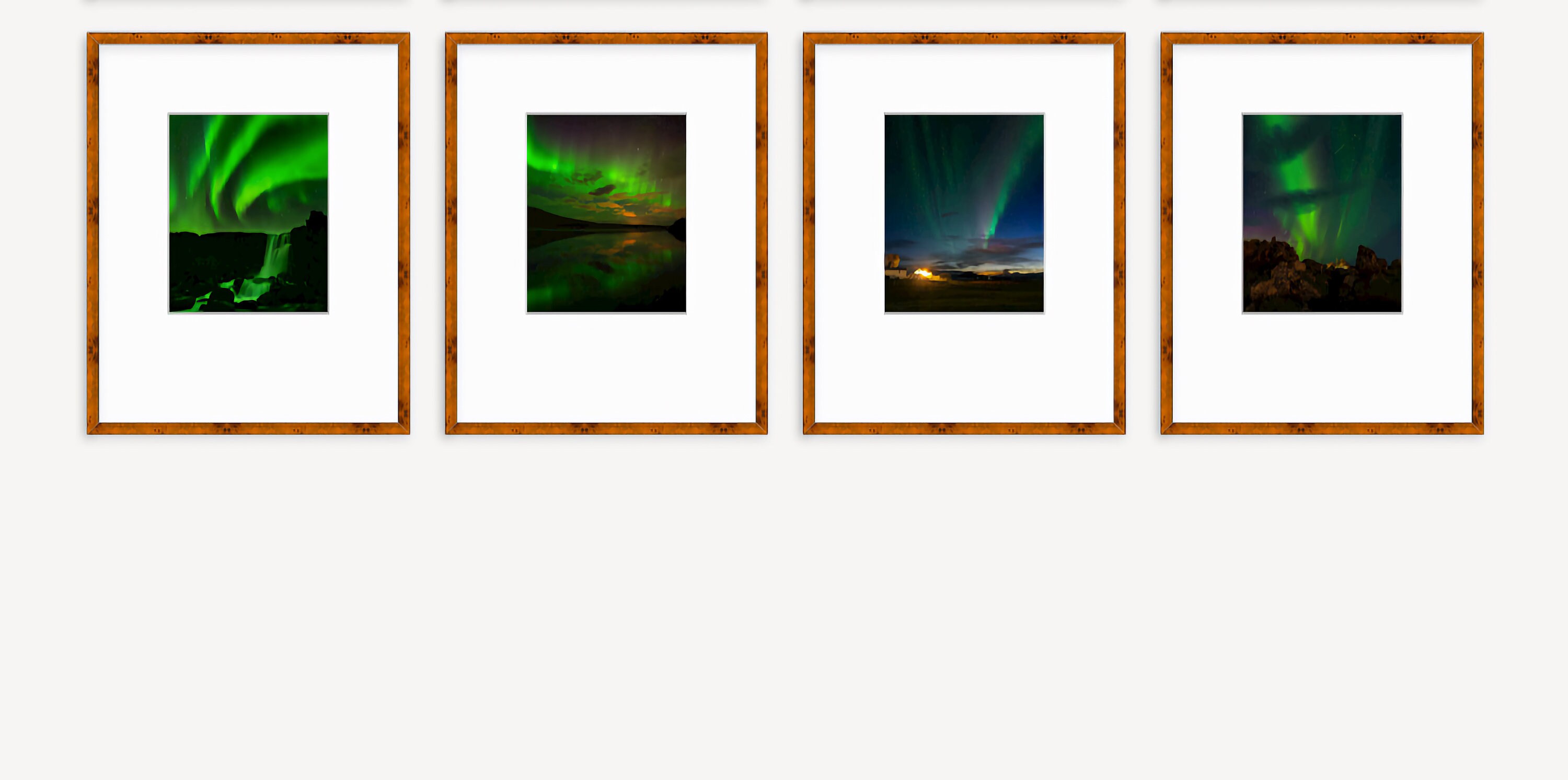 Iceland Northern Lights Prints Gallery Set of 4 Color Etsy France