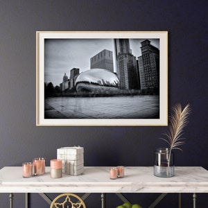 Chicago Bean (Cloudgate) Schwarz Weiß Druck - Wandkunst, Chicago Skyline, druckbare Poster, Digital Download, Digitale Datei