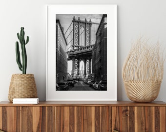 The Manhattan Bridge with Empire State Building  - NYC Photography, Wall Art Decor, New York Skyline, Dumbo Brooklyn, Printable Art