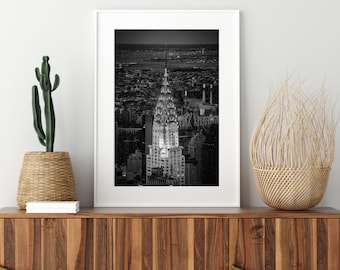 The Chrysler Building  - Black and White Print, Wall Art, New York Skyline, Printable Poster, Digital Download, Digital File