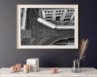 Chicago El Trains from Above - Wall Art, Chicago Skyline, Printable Poster, Digital Download, Chicago Wall Art, Chicago Art, Chicago Print