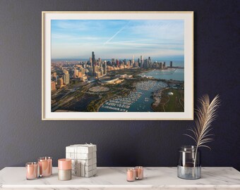 Chicago Skyline over Northerly Island - Color Print, Wall Art, Printable Poster, Digital Download, Digital File