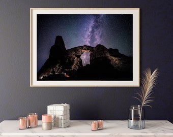 Arches National Park at Night - Color Print, Wall Art, Printable Poster, Digital Download, Digital File, Utah, Milky Way, Delicate Arch