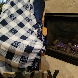 Home on Gingham Embroidered Personalized Tie Blanket
