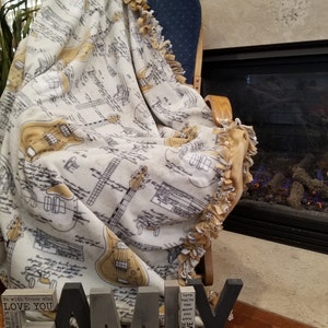 Guitar Lyrics Embroidered Personalized Tie Blanket