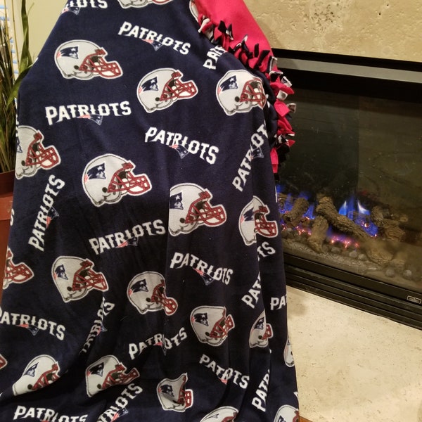New England Patriots Embroidered Personalized Tie Blanket