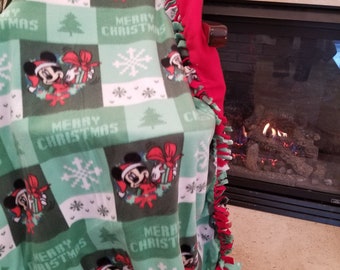 Mickey Mouse Christmas Embroidered Personalized Tie Blanket