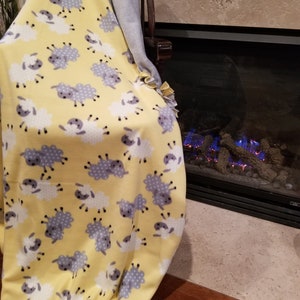 Sheep Embroidered Personalized Tie Blanket
