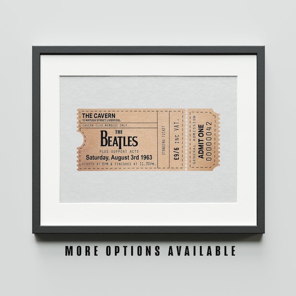 The Beatles The Cavern Vintage Retro Style Ticket Illustration Art Print |A5,A3,A4| Music Band Poster | Wall Gallery | Decor | Gift Idea |