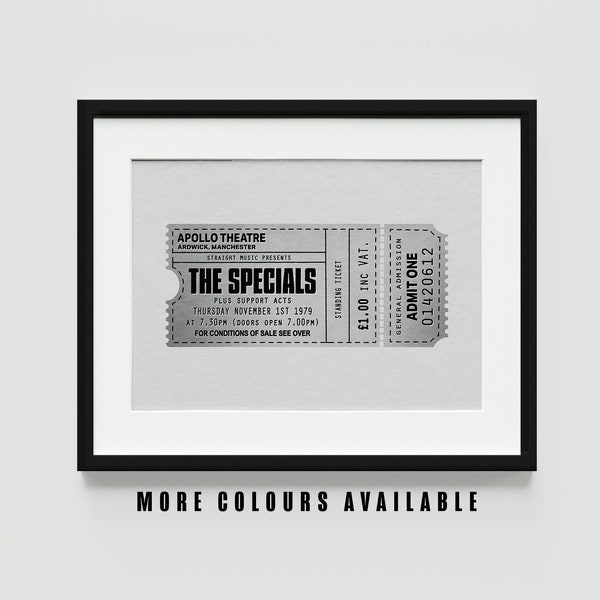 The Specials | 1979 Concert Vintage Retro Style Ticket Illustration Art Print | Music Band Poster | Wall Gallery| Gift Idea | Christmas |