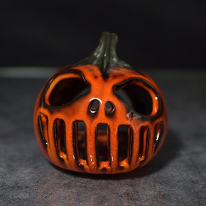 Halloween Pumpkin Decor Candle holder Handmade ceramics gift image 2
