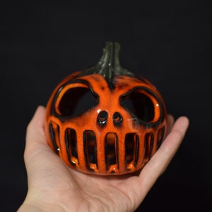 Halloween Pumpkin Decor Candle holder Handmade ceramics gift image 1