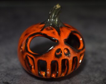 Halloween Pumpkin Decor Candle holder Handmade ceramics gift