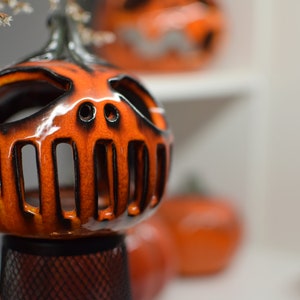 Halloween Pumpkin Decor Candle holder Handmade ceramics gift image 9