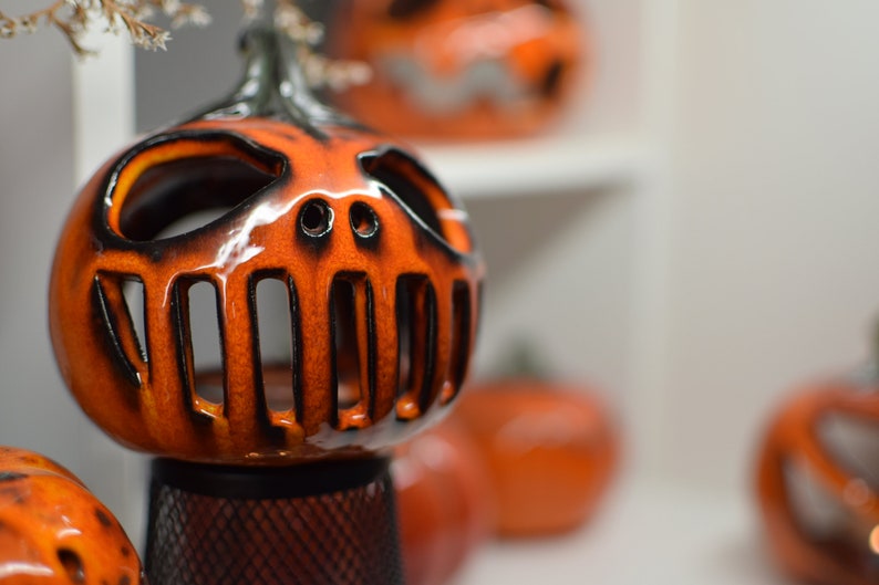 Halloween Pumpkin Decor Candle holder Handmade ceramics gift image 9
