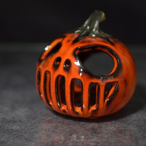 Halloween Pumpkin Decor Candle holder Handmade ceramics gift image 3