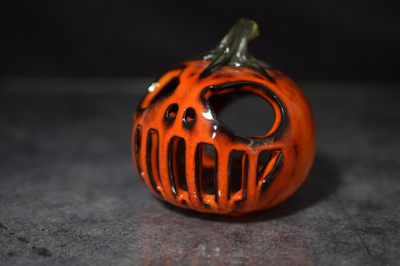 Halloween Pumpkin Decor Candle holder Handmade ceramics gift image 3