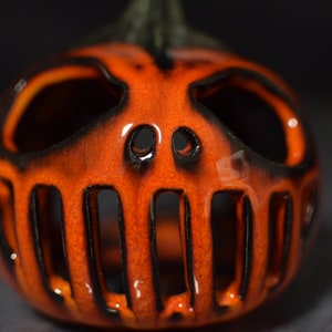 Halloween Pumpkin Decor Candle holder Handmade ceramics gift image 5