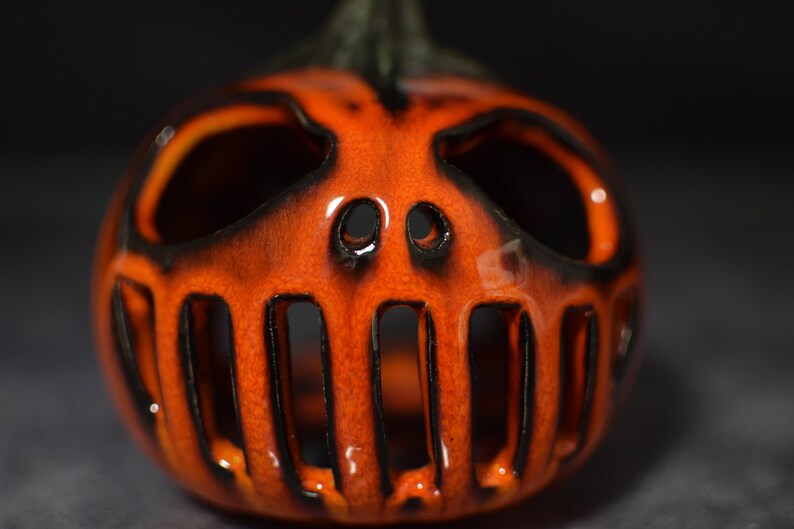 Halloween Pumpkin Decor Candle holder Handmade ceramics gift image 5