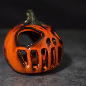 Halloween Pumpkin Decor Candle holder Handmade ceramics gift image 4