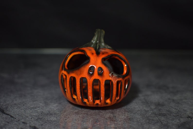 Halloween Pumpkin Decor Candle holder Handmade ceramics gift image 2