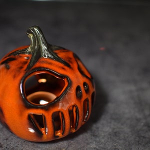 Halloween Pumpkin Decor Candle holder Handmade ceramics gift image 7