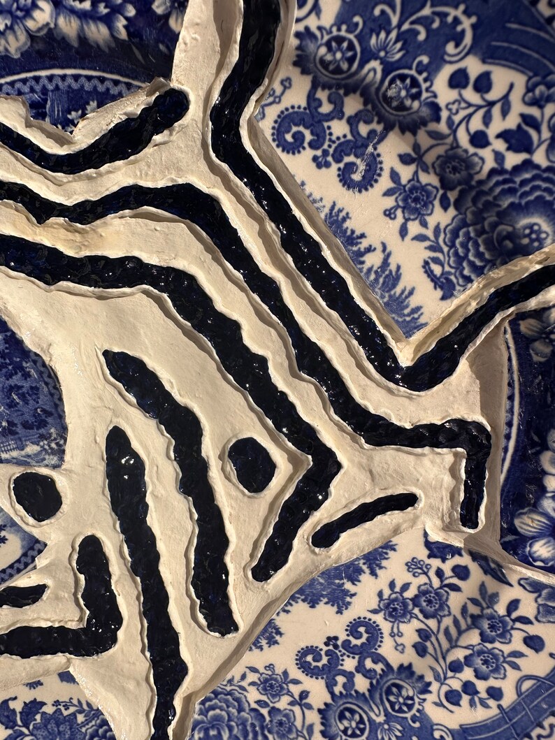 Kintsugi Inspired Paper Mache Plate, Paper Mache Art, Kintsugi Plate, Wabi Sabi Art, Unique