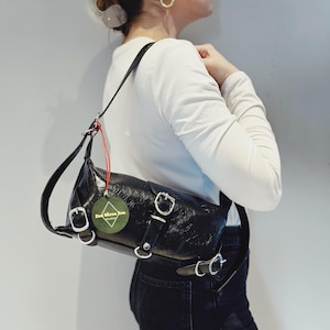Sac à main de tous les jours en cuir souple pour femme, sac à main en similicuir, sac baguette noir, sac à bandoulière en cuir végétalien