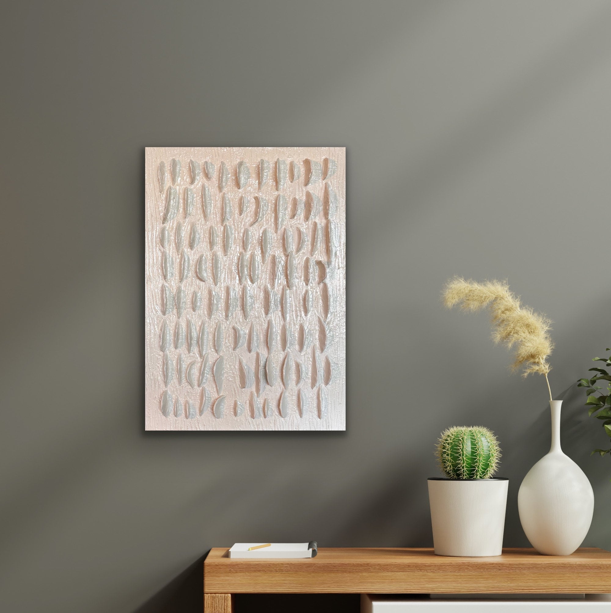 Textured Paper Mache Wall Art, Canvas Wall Art, Minimalist Wall Art