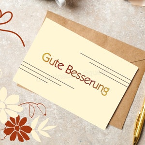 Grußkarte, sofortiger Download, selbst ausdrucken. &#39;Gute Besserung&#39; - innen blanko