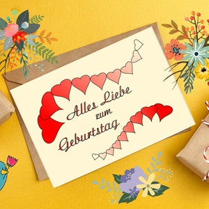 Biglietto d'auguri di compleanno, download immediato, stampabile da solo - vuoto all'interno