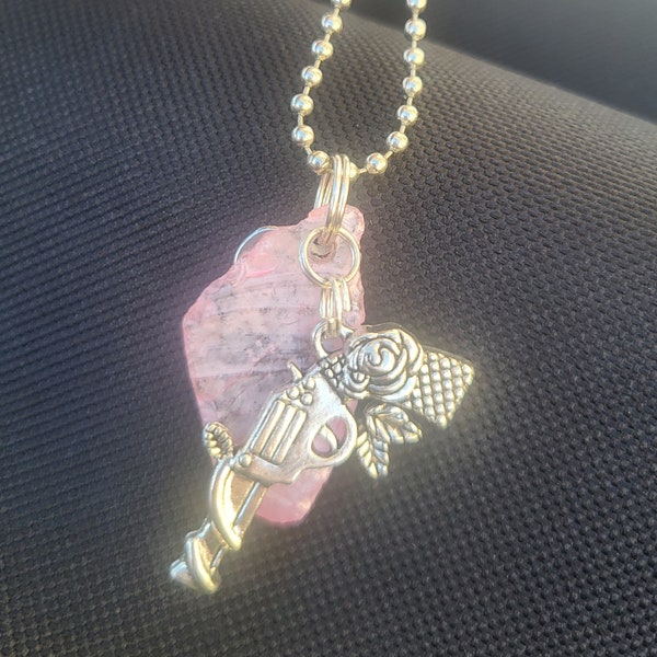 2A | Pink necklace | rear view mirror | gun charms | unique jewelry | for mom | women | car | sun catcher | unique gift | birthday | for her