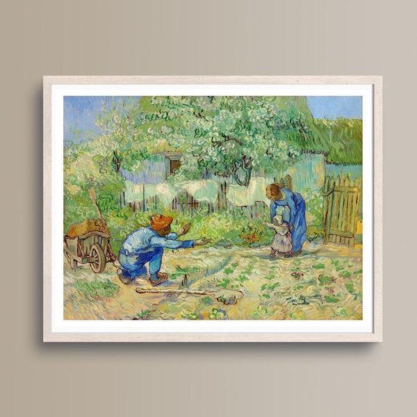 Erste Schritte, nach Millet Poster Kunstdruck von Vincent Van Gogh (1890) - Kunst Qualität Papier - globale schnelle Lieferung - Vintage / Antik / Retro