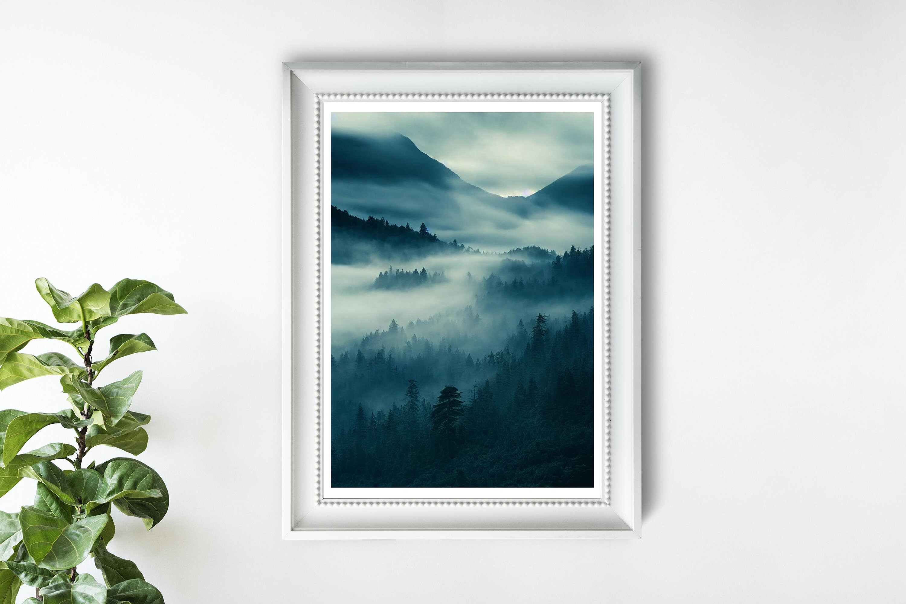 Mist Covered Trees and Mountains Wall Art Poster Stylish Etsy